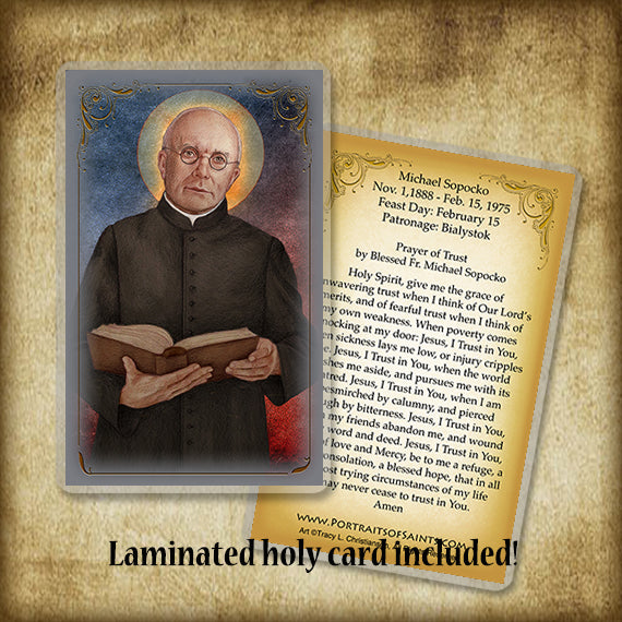 Bl. Michael Sopocko Plaque & Holy Card Gift Set - Portraits of Saints