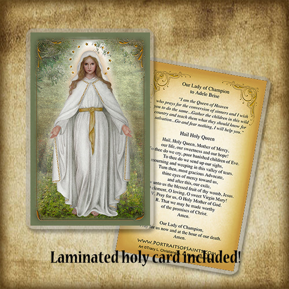 Our Lady of Champion Pendant & Holy Card Gift Set - Portraits of Saints