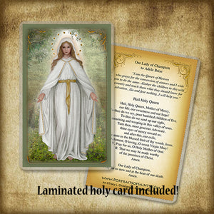 Our Lady of Champion Plaque & Holy Card Gift Set