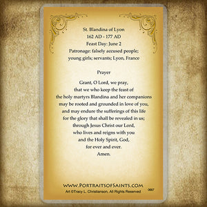 St. Blandina of Lyon Holy Card