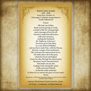 St. Carlo Acutis Holy Card