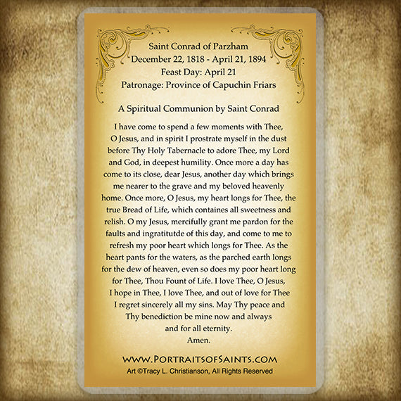 St. Conrad of Parzham Holy Card - Portraits of Saints