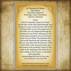 St. Genesius of Rome Holy Card