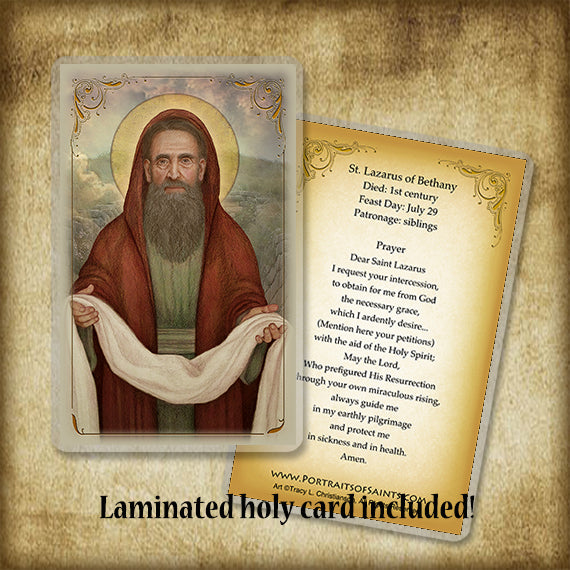 St. Lazarus of Bethany Pendant & Holy Card Gift Set - Portraits of Saints