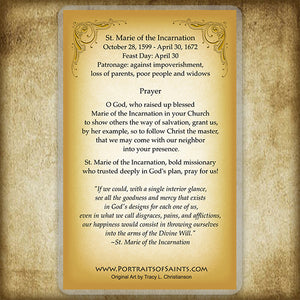 St. Marie of the Incarnation Holy Card