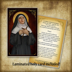 St. Marie of the Incarnation Plaque & Holy Card Gift Set
