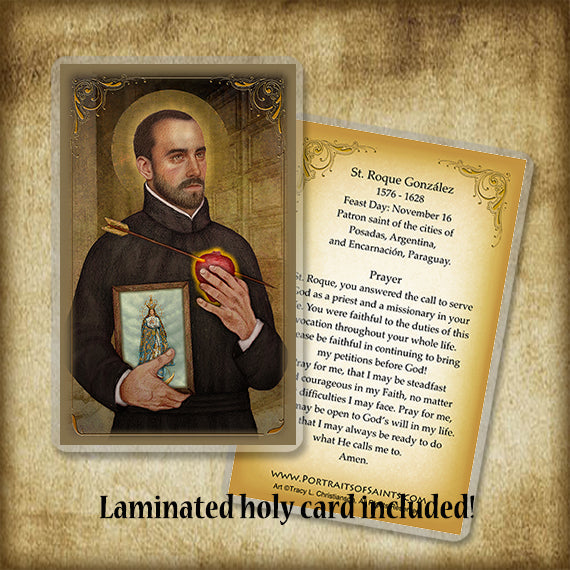 St. Roque Gonzalez Plaque & Holy Card Gift Set - Portraits of Saints