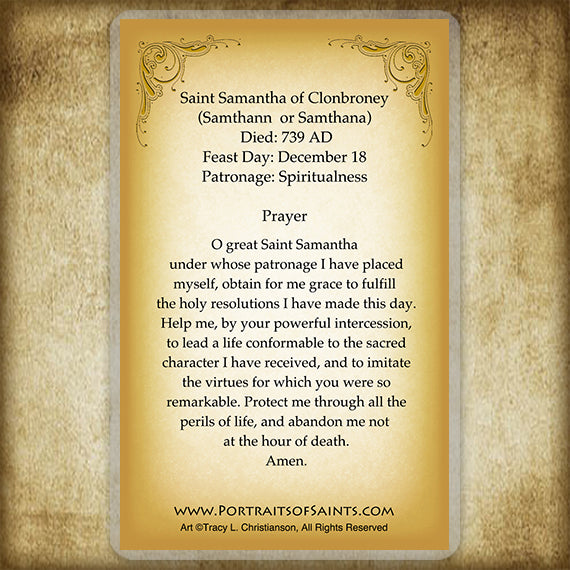 St. Samantha of Clonbroney Holy Card - Portraits of Saints