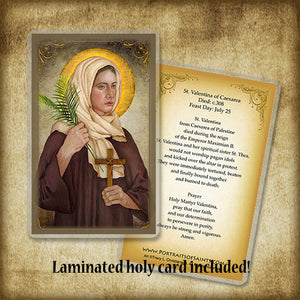 St. Valentina of Caesarea Plaque & Holy Card Gift Set