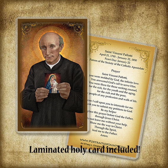 St. Vincent Pallotti Plaque & Holy Card Gift Set - Portraits of Saints