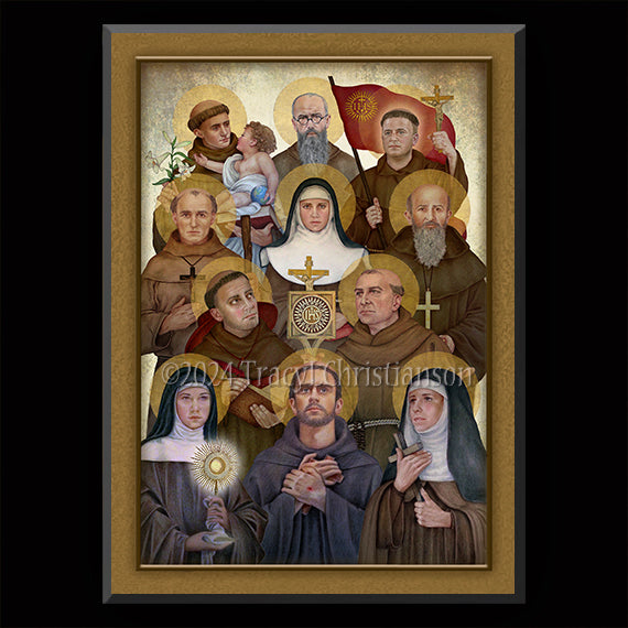 Franciscan Saints Plaque & Holy Card Gift Set - Portraits of Saints