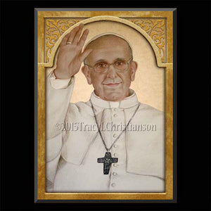 Pope Francis Plaque & Holy Card Gift Set