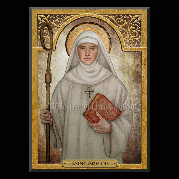 St. Adeline (Adelina) of Mortain Plaque & Holy Card Gift Set