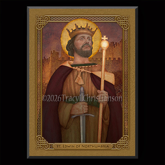 St. Edwin of Northumbria Plaque & Holy Card Gift Set