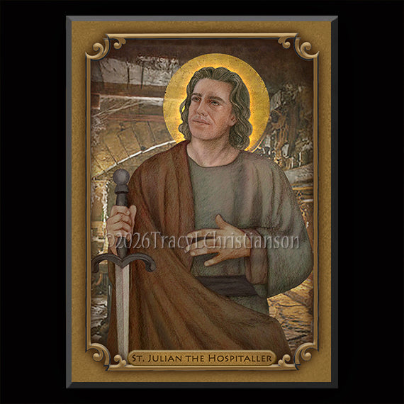 St. Julian the Hospitaller Plaque & Holy Card Gift Set