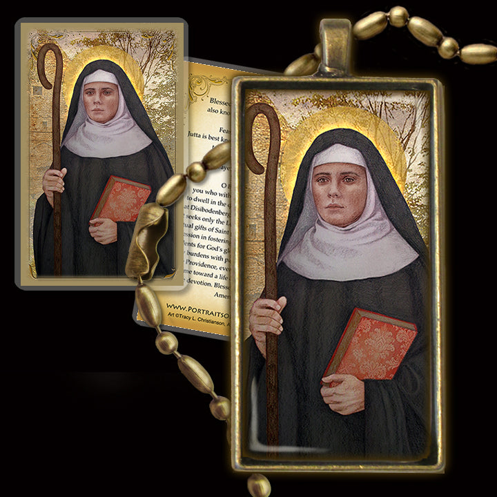 Bl. Jutta of Disibodenberg Pendant & Holy Card Gift Set