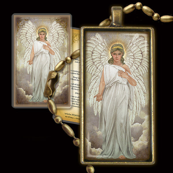 Guardian Angel Pendant & Holy Card Gift Set - Portraits of Saints