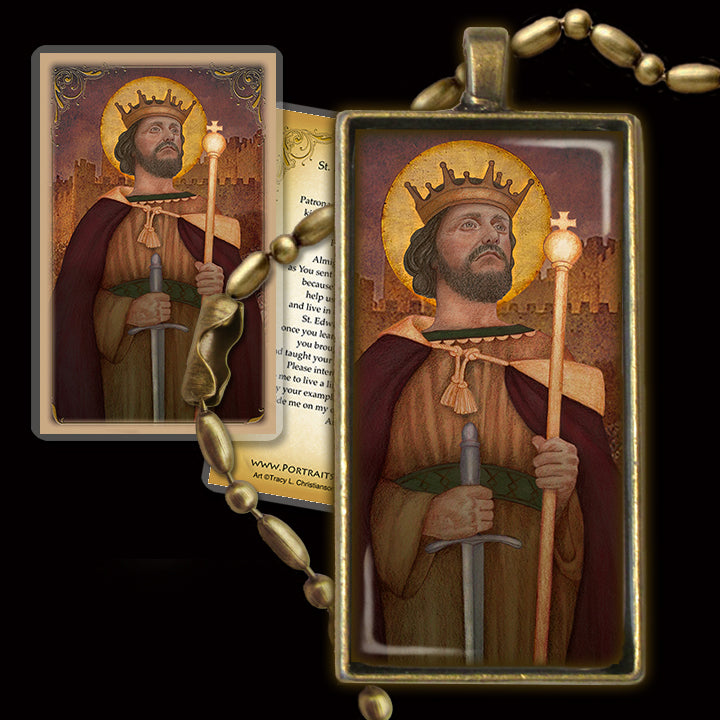 St. Edwin of Northumbria Pendant & Holy Card Gift Set