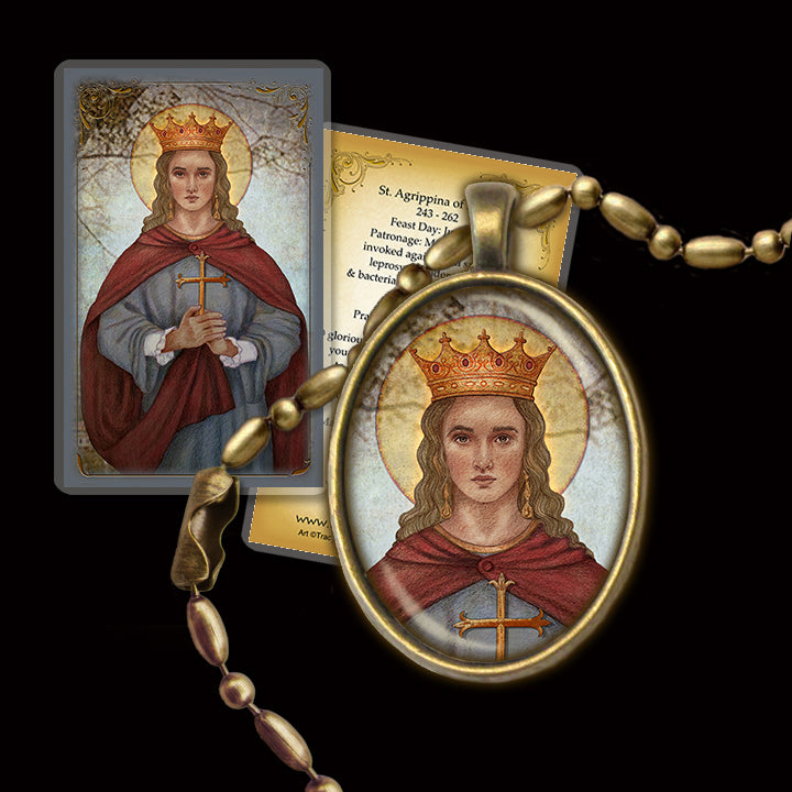 St. Agrippina of Mineo Pendant & Holy Card Gift Set