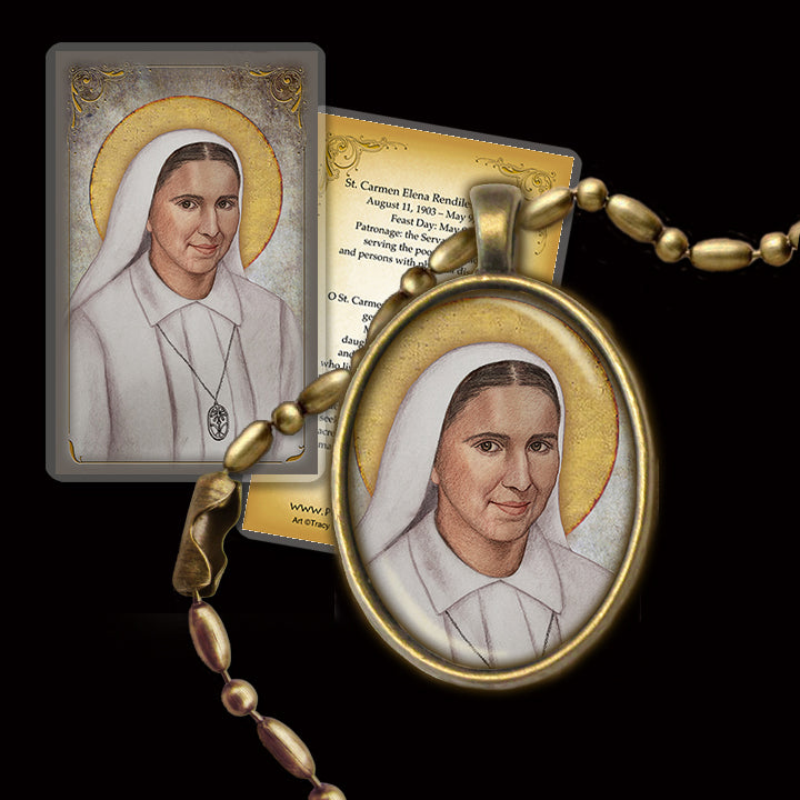 St. Carmen Elena Rendiles Martínez Pendant & Holy Card Gift Set