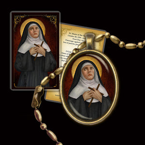 St. Marie of the Incarnation Pendant & Holy Card Gift Set