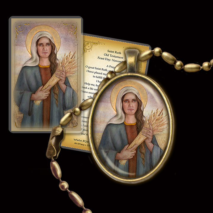 St Ruth Famous Line St. Ruth Pendant & Holy Card Gift Set - Portraits of Saints