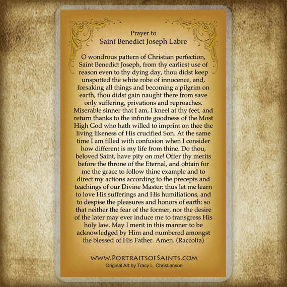 Joseph Laber St. Benedict Joseph Labre Holy Card - Portraits of Saints