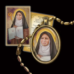 St. Odilia of Alsace Pendant & Holy Card Gift Set