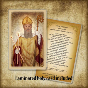 St. Blaise (Blase) Plaque & Holy Card Gift Set