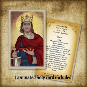 St. Louis IX, King of France Plaque & Holy Card Gift Set