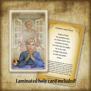 Guardian Angel/Boy Plaque & Holy Card Gift Set