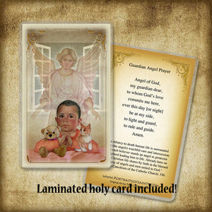 Guardian Angel/Boy (B) Plaque & Holy Card Gift Set