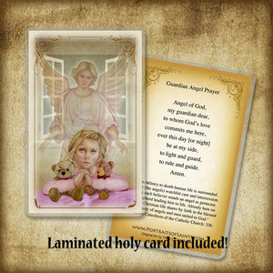 Guardian Angel/Girl Plaque & Holy Card Gift Set