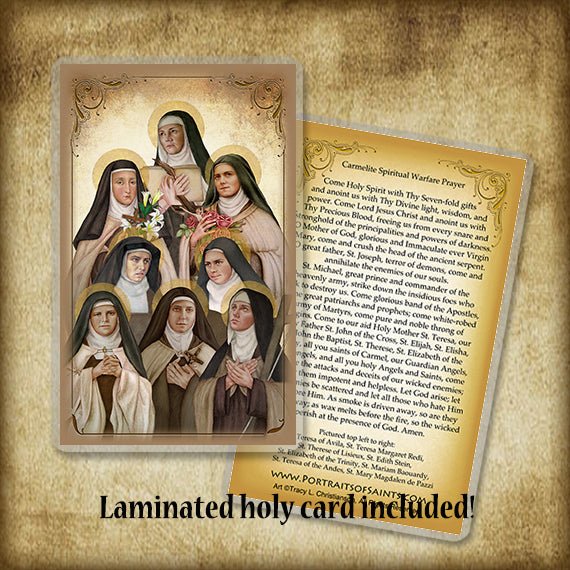 Carmelite Nuns Plaque & Holy Card Gift Set - Portraits of Saints
