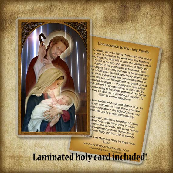 Holy Family (D) Plaque & Holy Card Gift Set - Portraits of Saints