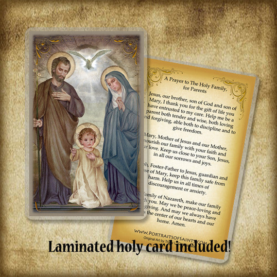 Holy Family (E) Plaque & Holy Card Gift Set - Portraits of Saints