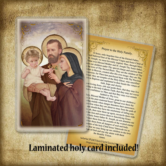 Holy Family (F) Plaque & Holy Card Gift Set - Portraits of Saints