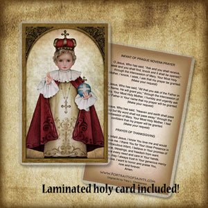 Infant of Prague Plaque & Holy Card Gift Set