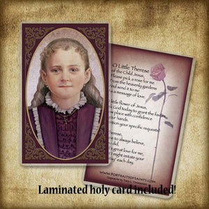 St. Therese of Lisieux, the Little Flower Plaque & Holy Card Gift Set