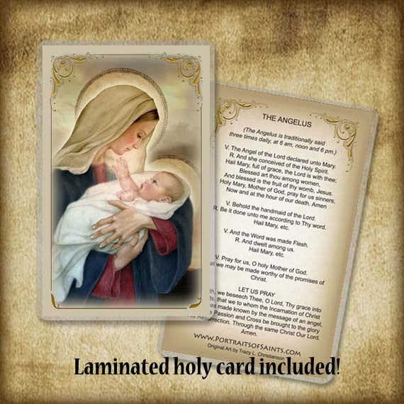 Madonna & Child (F) Plaque & Holy Card Gift Set - Portraits of Saints