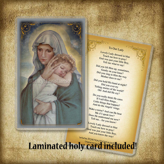 Madonna & Child (J) Plaque & Holy Card Gift Set - Portraits of Saints