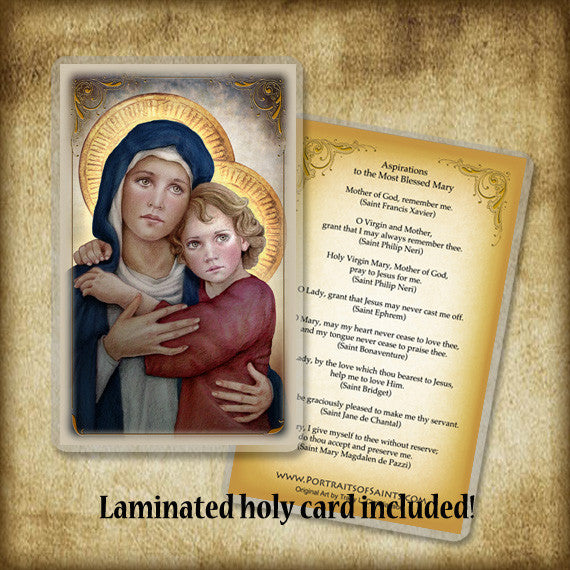 Madonna & Child (M) Plaque & Holy Card Gift Set - Portraits of Saints