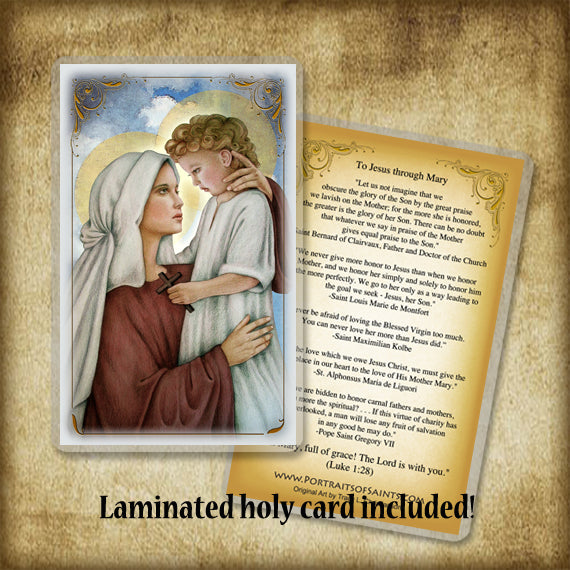 Madonna & Child (N) Plaque & Holy Card Gift Set - Portraits of Saints