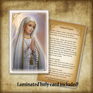 Our Lady of Fatima Plaque & Holy Card Gift Set