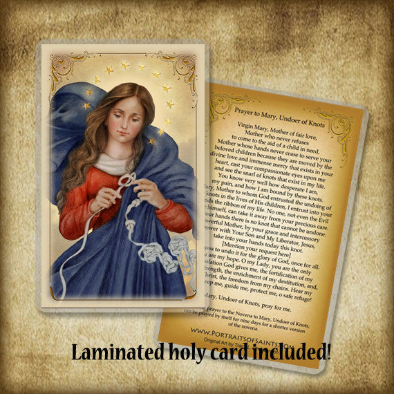 Our Lady Undoer of Knots Plaque & Holy Card Gift Set - Portraits of Saints