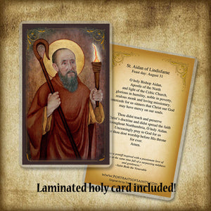 St. Aidan of Lindisfarne Plaque & Holy Card Gift Set