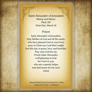 St. Alexander of Jerusalem Holy Card