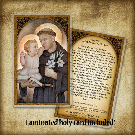 St. Anthony of Padua Plaque & Holy Card Gift Set - Portraits of Saints