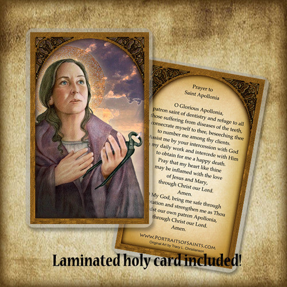 St. Apollonia Plaque & Holy Card Gift Set - Portraits of Saints