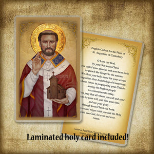 St. Augustine of Canterbury Plaque & Holy Card Gift Set